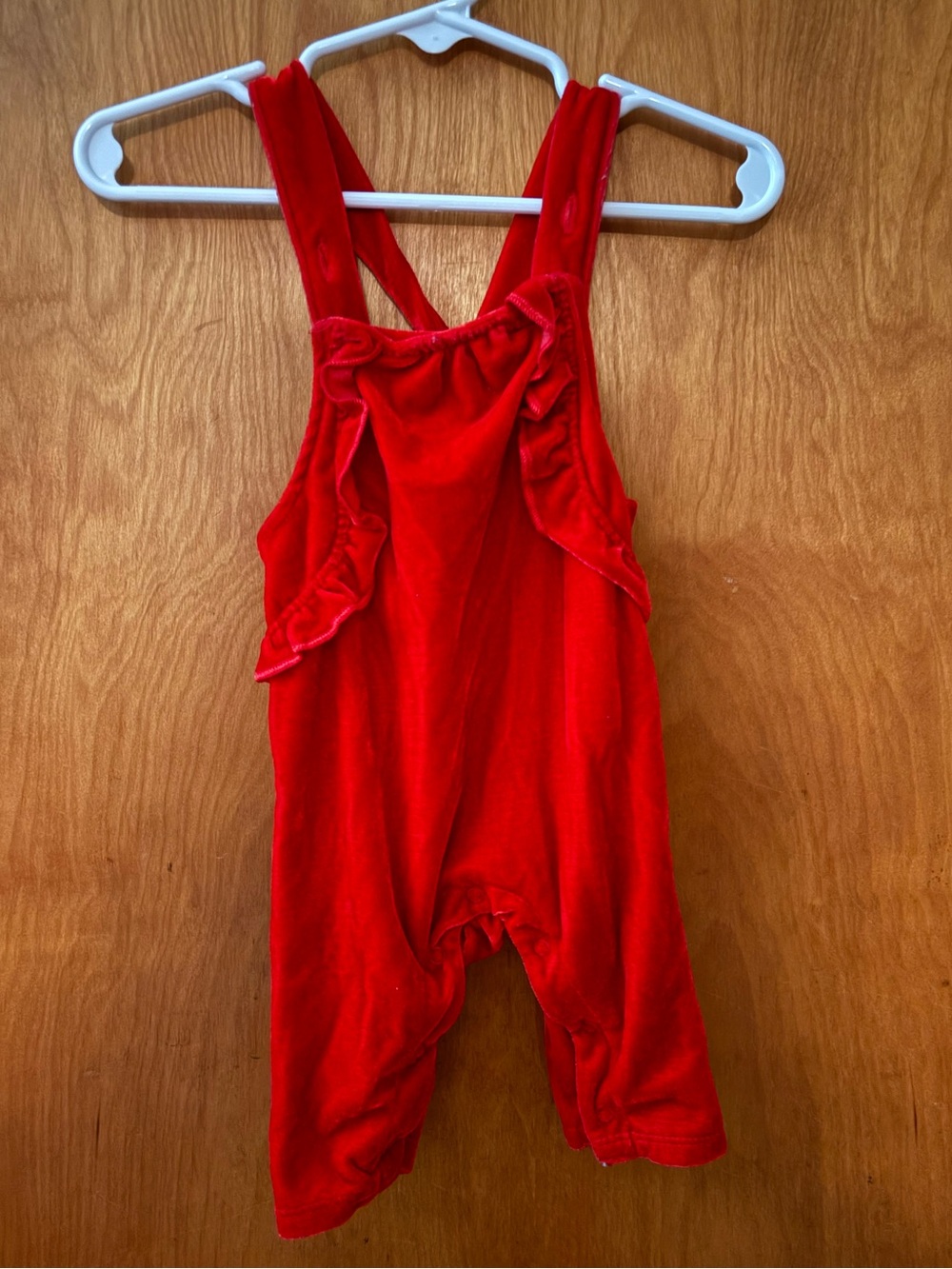 Red Ruffled Overalls for Baby Girl, 0-3 month